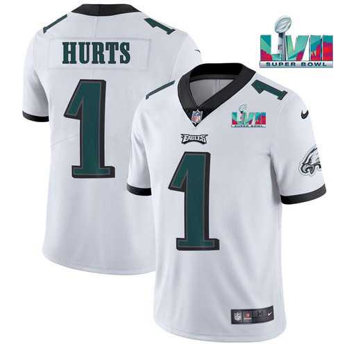 Men & Women & Youth Philadelphia Eagles #1 Jalen Hurts White Super Bowl LVII Patch Vapor Untouchable Limited Stitched Jersey->philadelphia eagles->NFL Jersey
